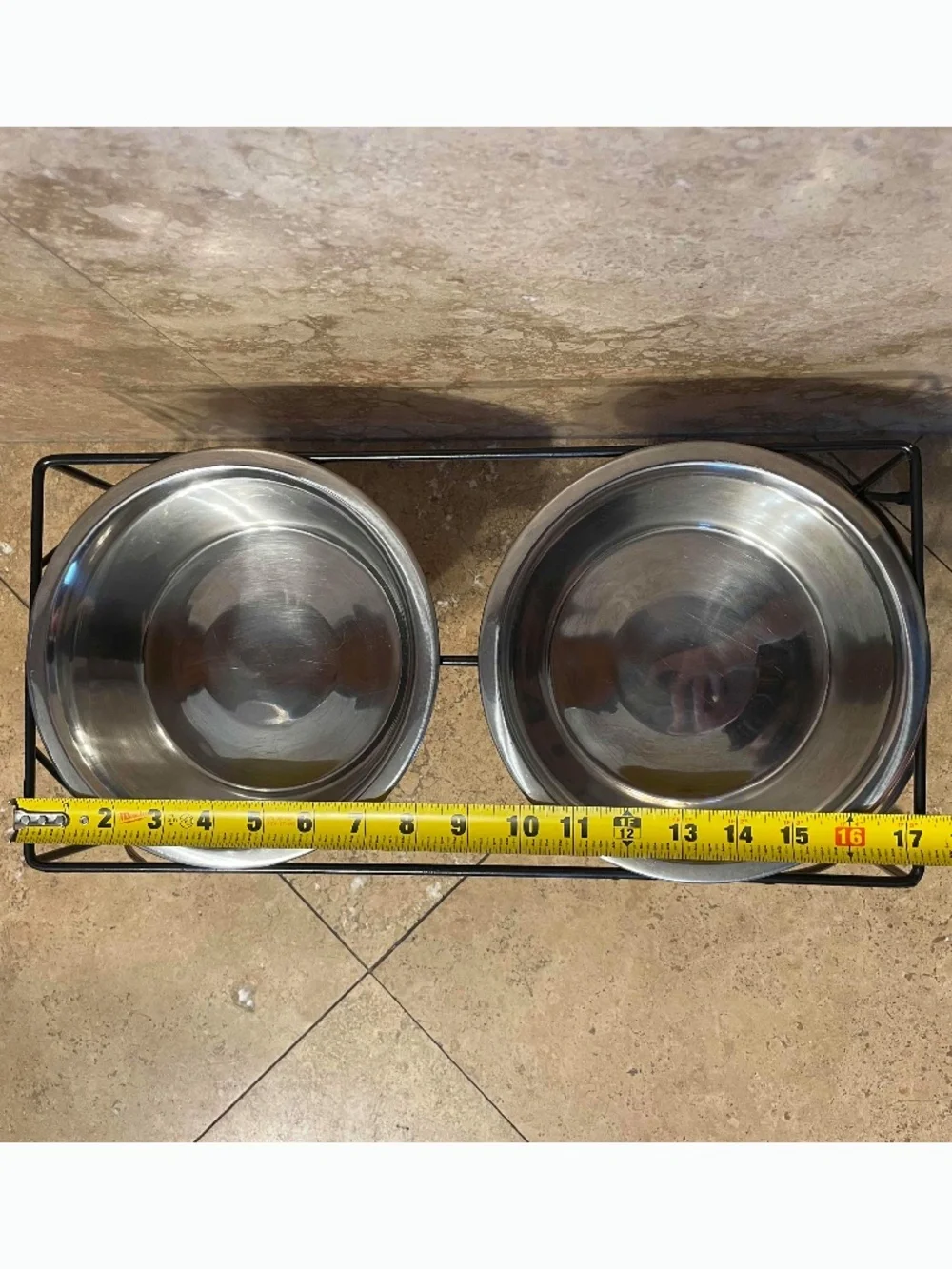 Dog food Stand with 2 bowls (food, water) pet feeder station, metal steel